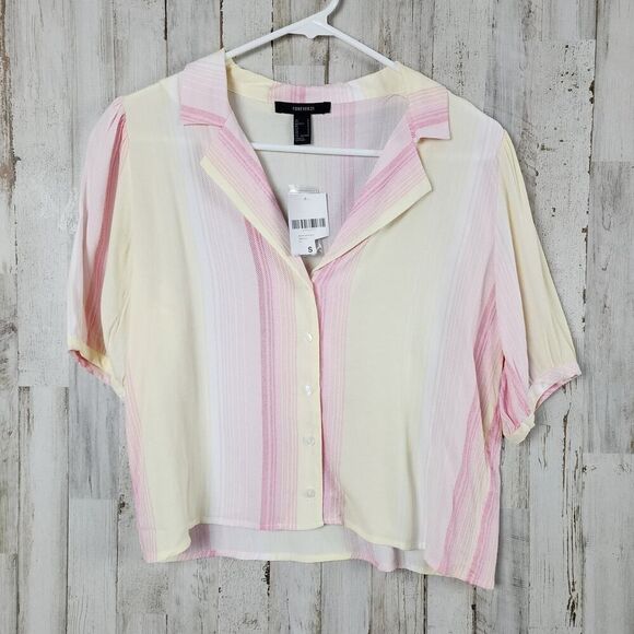 Forever 21 Sunshine Striped Crop Top Size Small - Picture 1 of 9